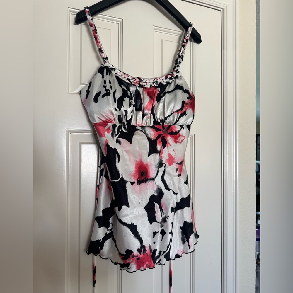 Bwear Floral Ruched Tie Front Camisole Tank Top
